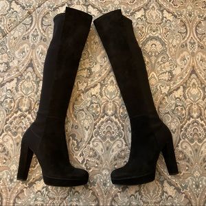 New Stuart Weitzman Over The Knee Platform Black Suede Boots Womens Sz 8 M